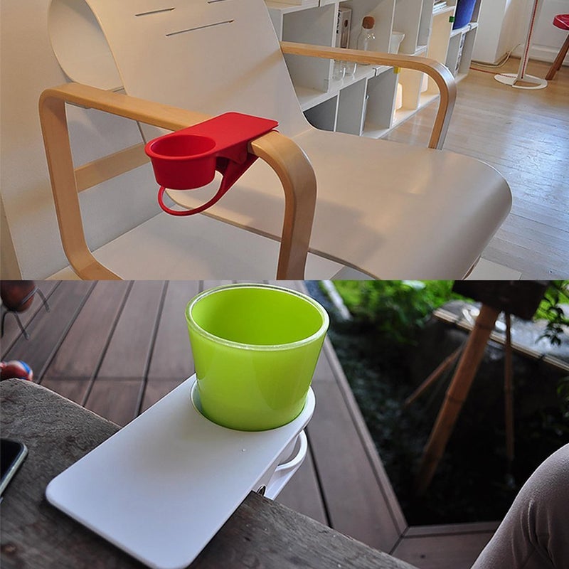 Twinsisi Drinking Cup Holder - Home Office Table Desk Side Huge Clip for Water, Drink, Beverage, Soda, Coffee Mug, Potted Plant, Headphones, Date, USB Cable, Pen Storage Saucer (White) - Image 4